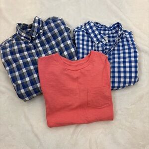 Crewcuts Boys Lot Size 10 12 Blue Plaid Button Down Shirts & T-Shirt